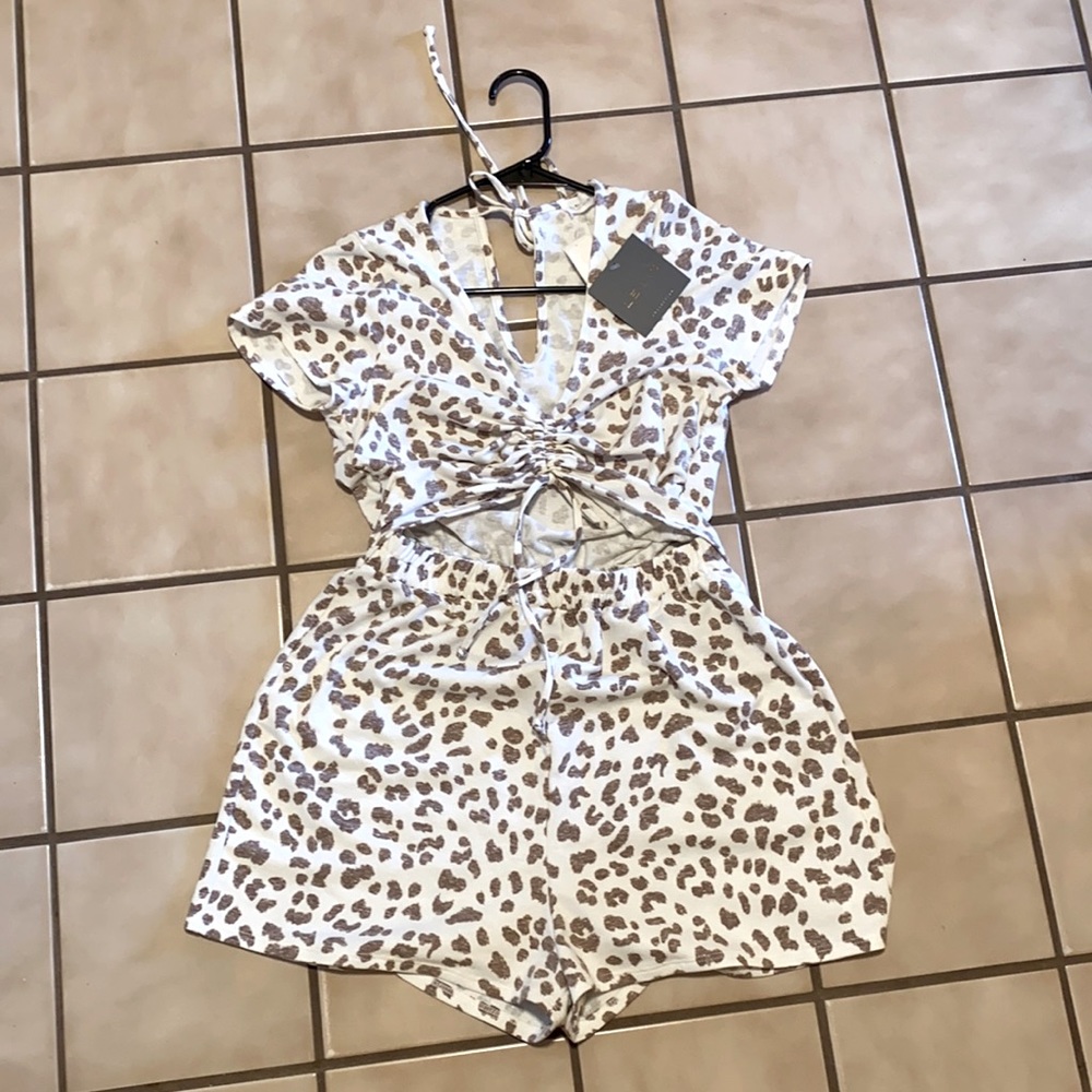 Leopard cut out romper